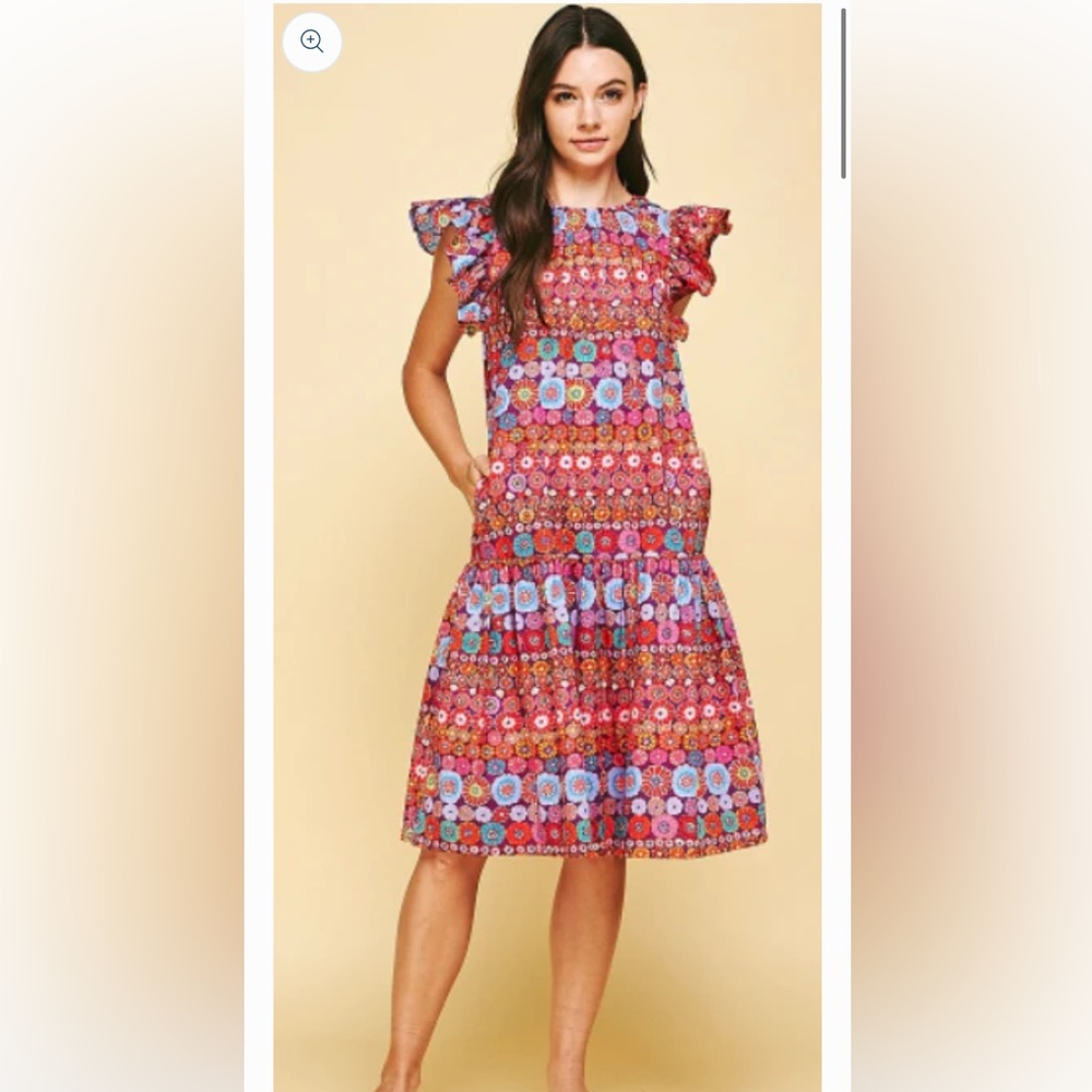 Pinch Bright Floral Midi Dress Size M EUC